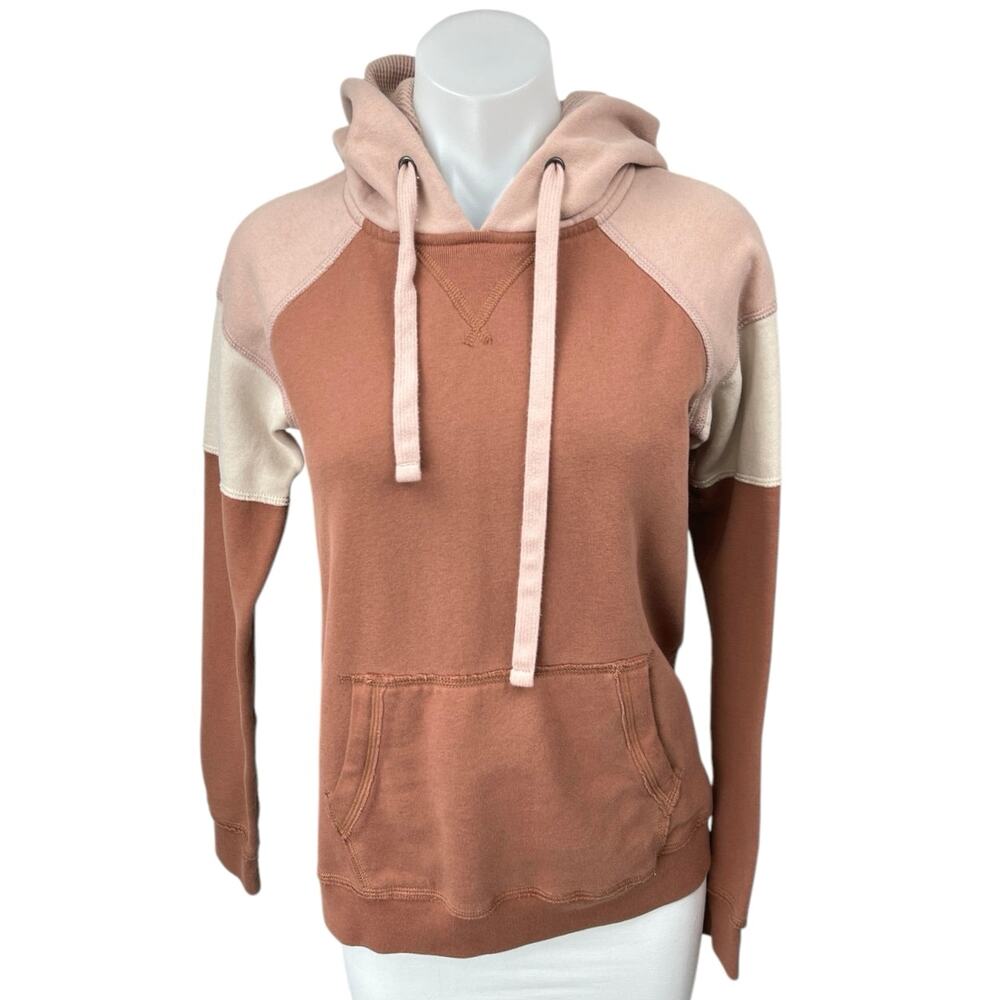 Abercrombie & Fitch Fleece Orange Colorblock Hooded Hoodie Sweatshirt Sweater XS